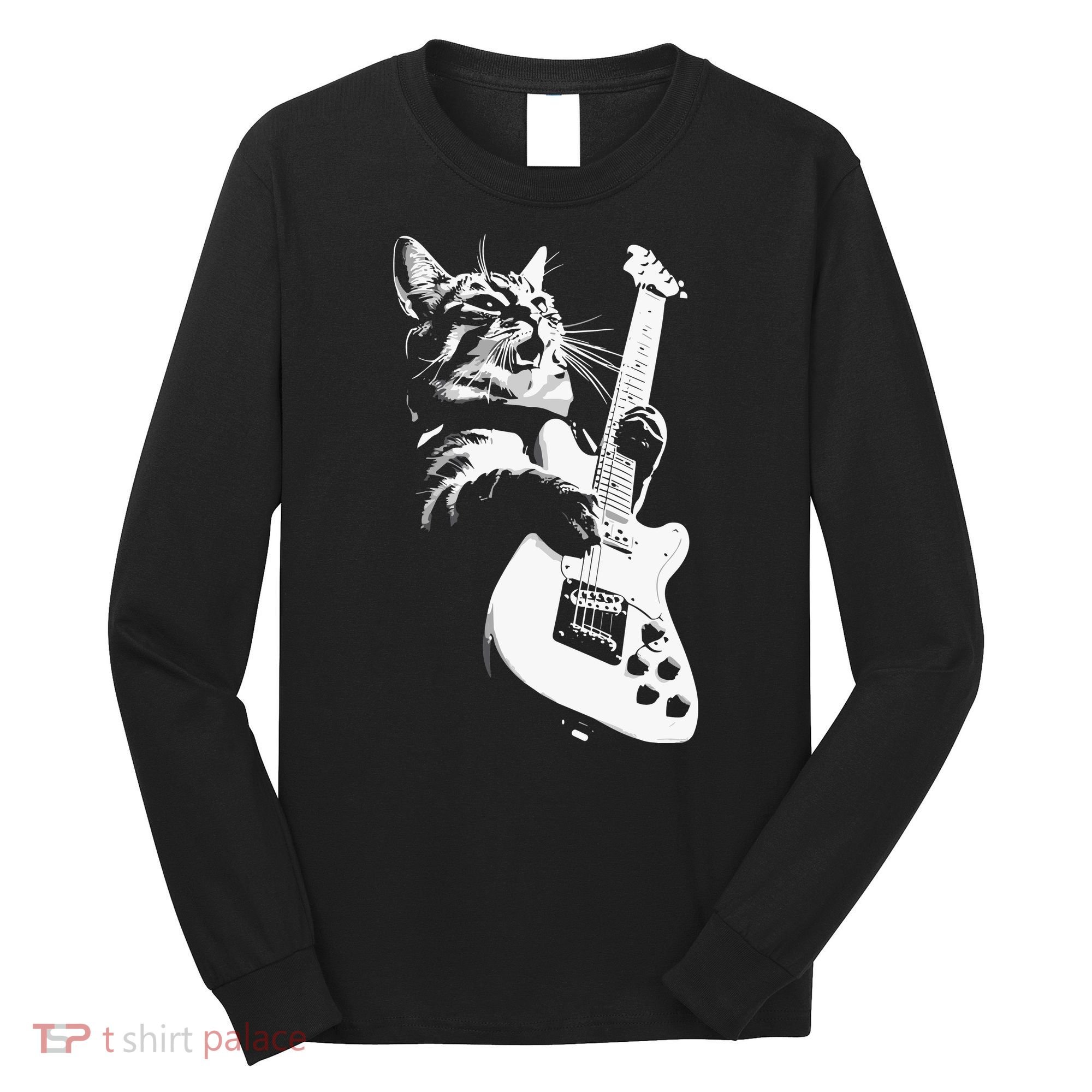 Cat Playing Guitar Long Sleeve Shirt