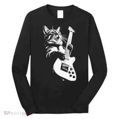 Cat Playing Guitar Long Sleeve Shirt