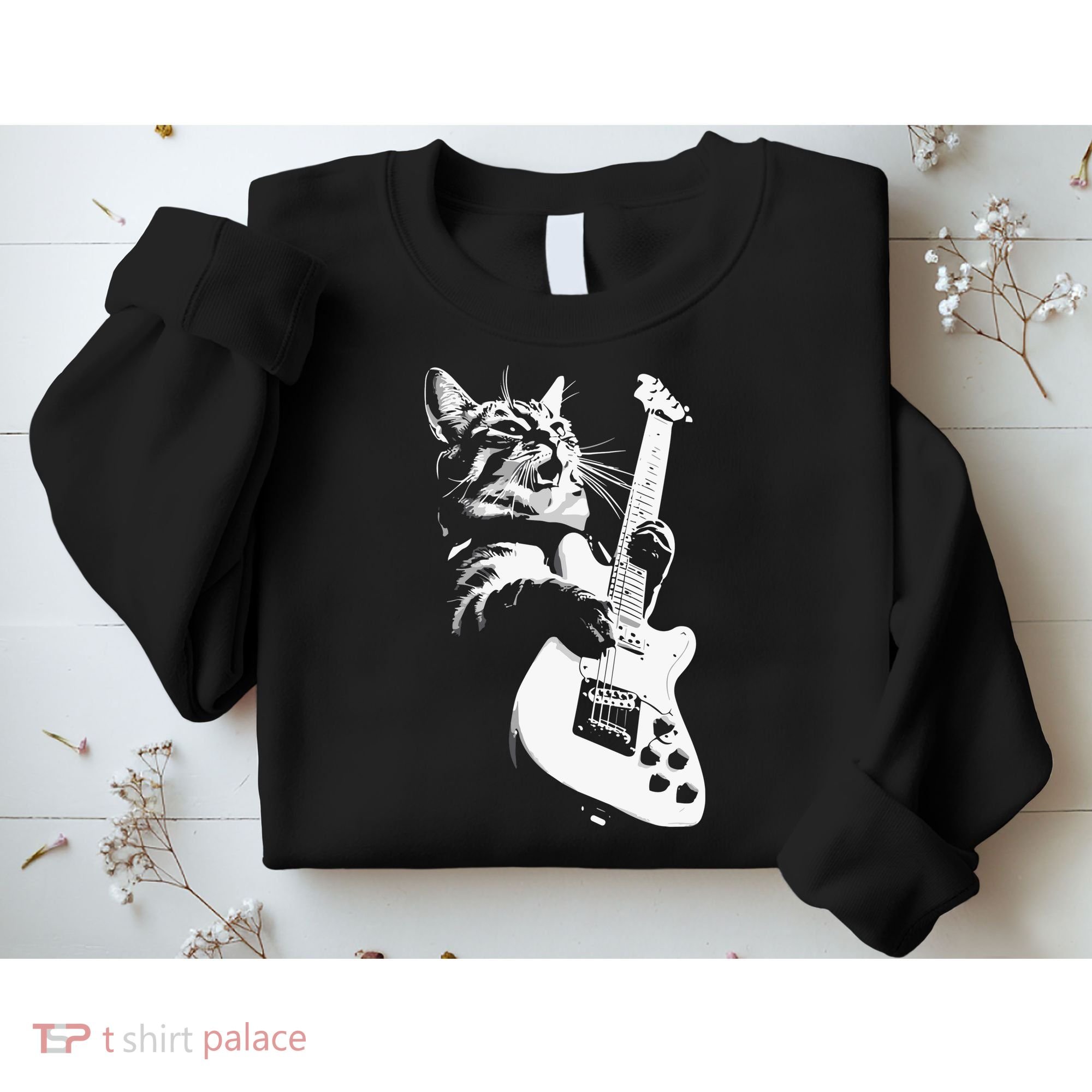 Cat Playing Guitar Sweatshirt