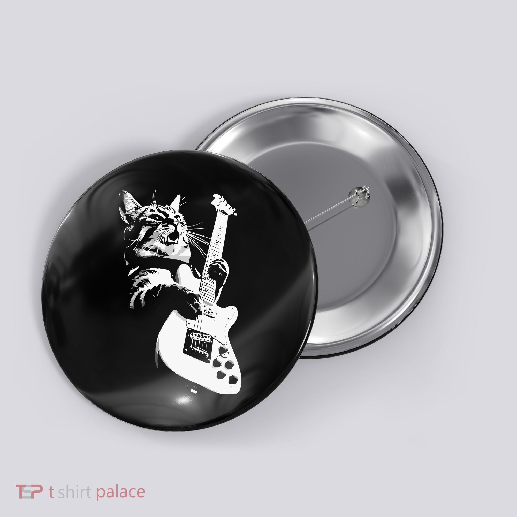 Cat Playing Guitar Button