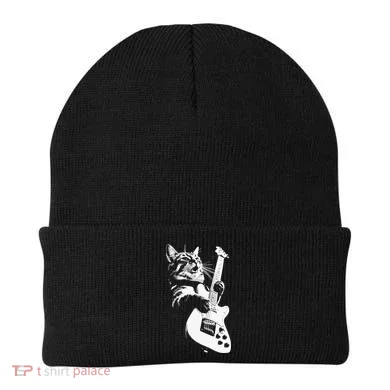 Cat Playing Guitar Beanie
