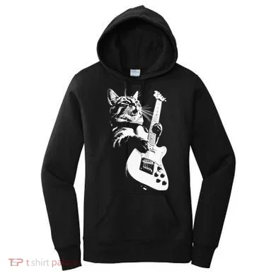 Cat Playing Guitar Women's Hoodie
