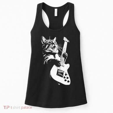 Cat Playing Guitar Women's Tank Top