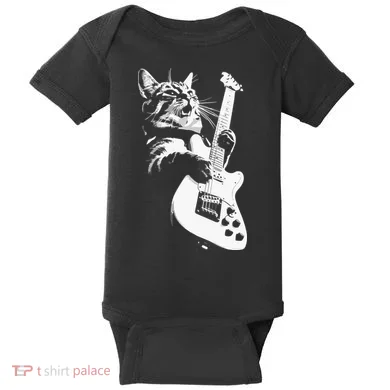 Cat Playing Guitar Baby Bodysuit