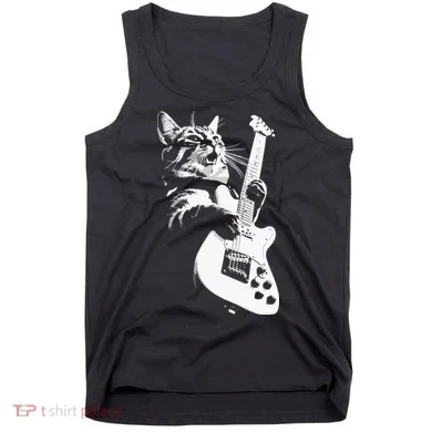 Cat Playing Guitar Tank Top