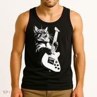 Cat Playing Guitar Tank Top thumb 3