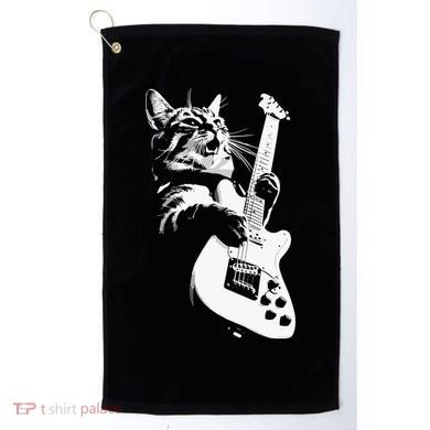 Cat Playing Guitar Golf Towel