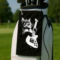 Cat Playing Guitar Golf Towel thumb 2