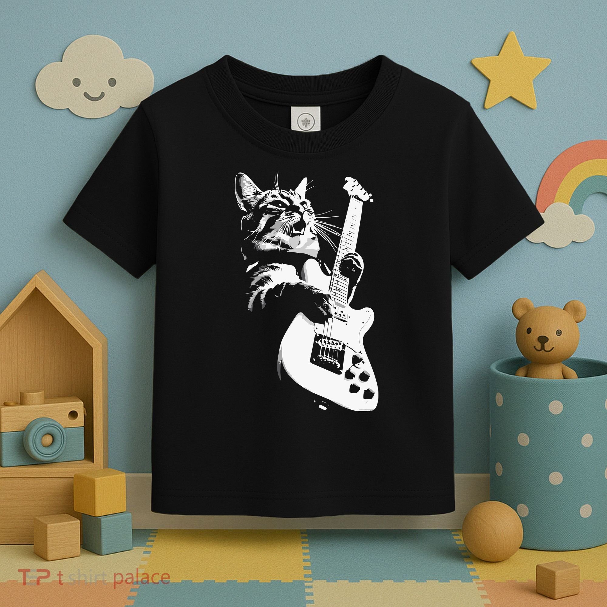 Cat Playing Guitar Toddler T-Shirt