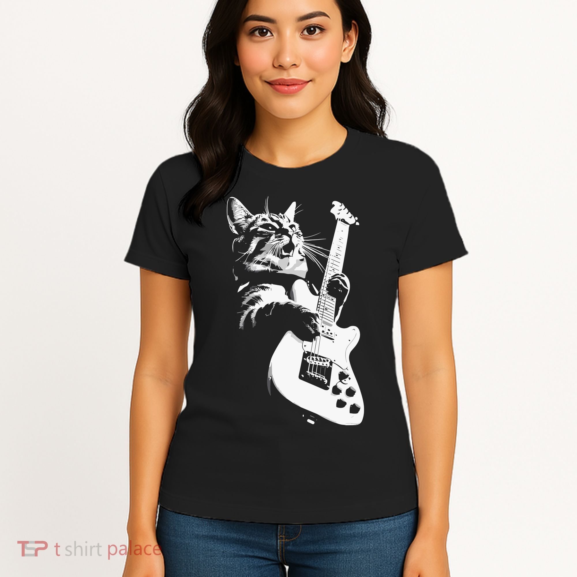 Cat Playing Guitar Women's T-Shirt