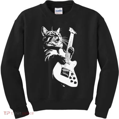 Cat Playing Guitar Kids Sweatshirt