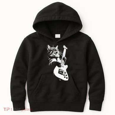 Cat Playing Guitar Kids Hoodie