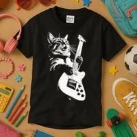 Cat Playing Guitar Kids T-Shirt thumb 3