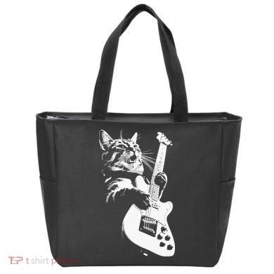 Cat Playing Guitar Tote Bag
