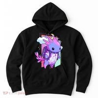 Cute Pastel Goth Space Galaxy Axolotl Nu Goth Aesthetic Hoodie thumb 0