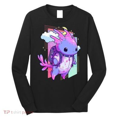 Cute Pastel Goth Space Galaxy Axolotl Nu Goth Aesthetic Long Sleeve Shirt