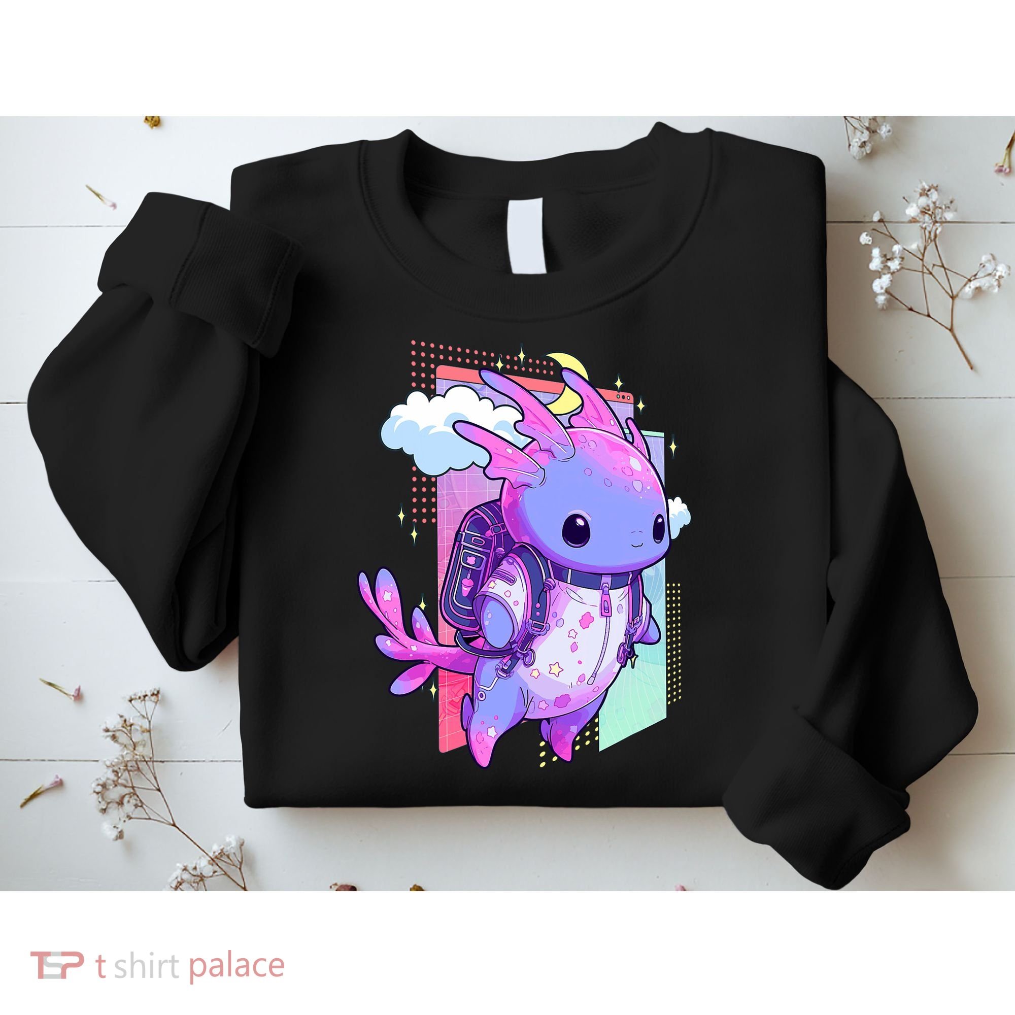 Cute Pastel Goth Space Galaxy Axolotl Nu Goth Aesthetic Sweatshirt