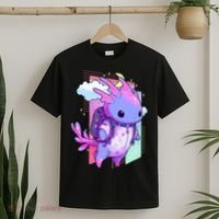 Cute Pastel Goth Space Galaxy Axolotl Nu Goth Aesthetic T-Shirt thumb 2