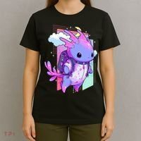 Cute Pastel Goth Space Galaxy Axolotl Nu Goth Aesthetic T-Shirt thumb 4