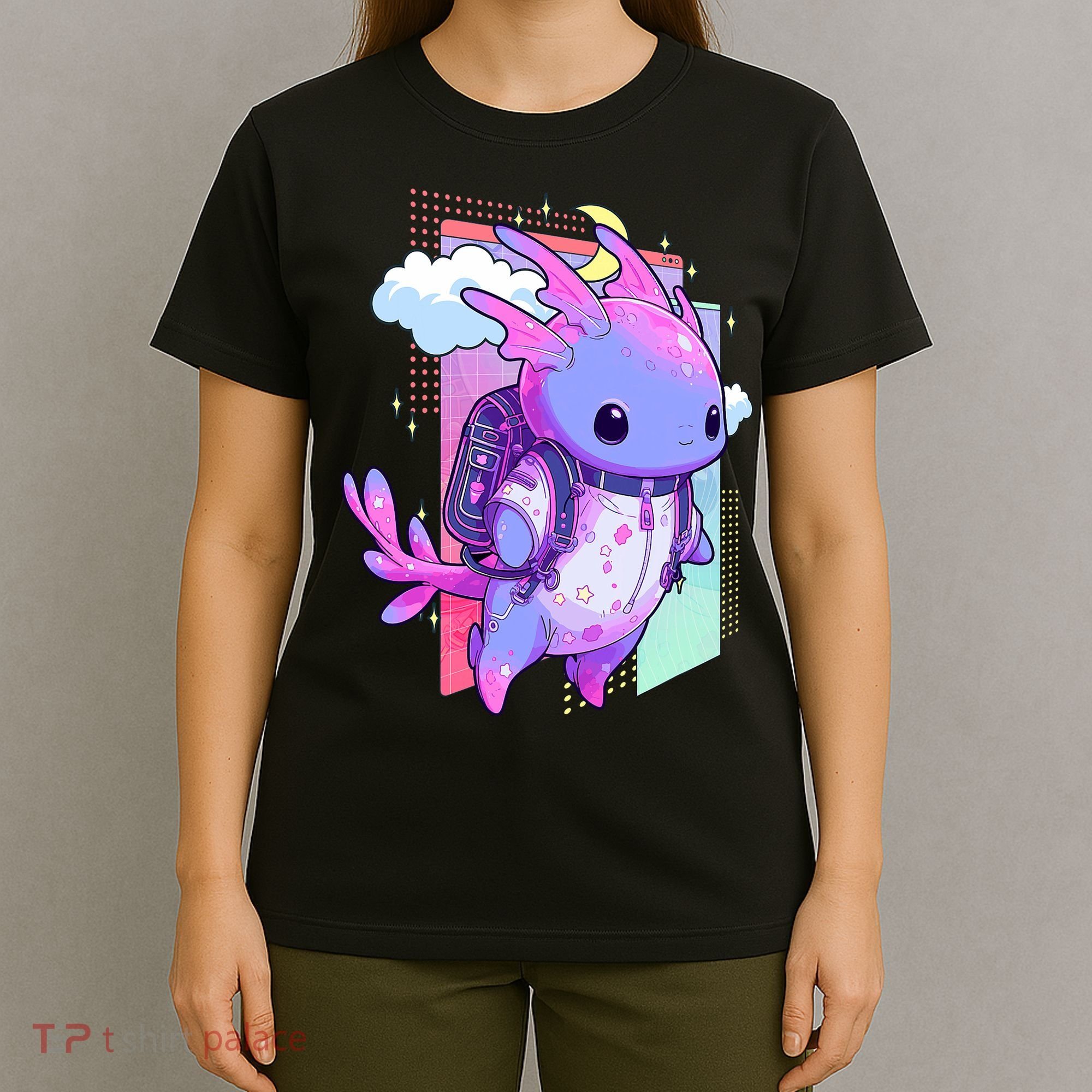 Cute Pastel Goth Space Galaxy Axolotl Nu Goth Aesthetic T-Shirt