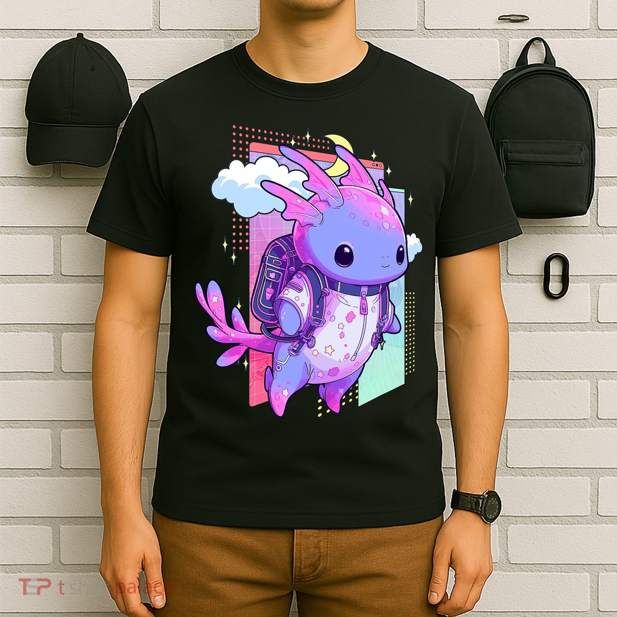 Cute Pastel Goth Space Galaxy Axolotl Nu Goth Aesthetic T-Shirt