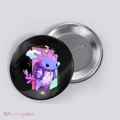 Cute Pastel Goth Space Galaxy Axolotl Nu Goth Aesthetic Button