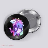 Cute Pastel Goth Space Galaxy Axolotl Nu Goth Aesthetic Button thumb 0