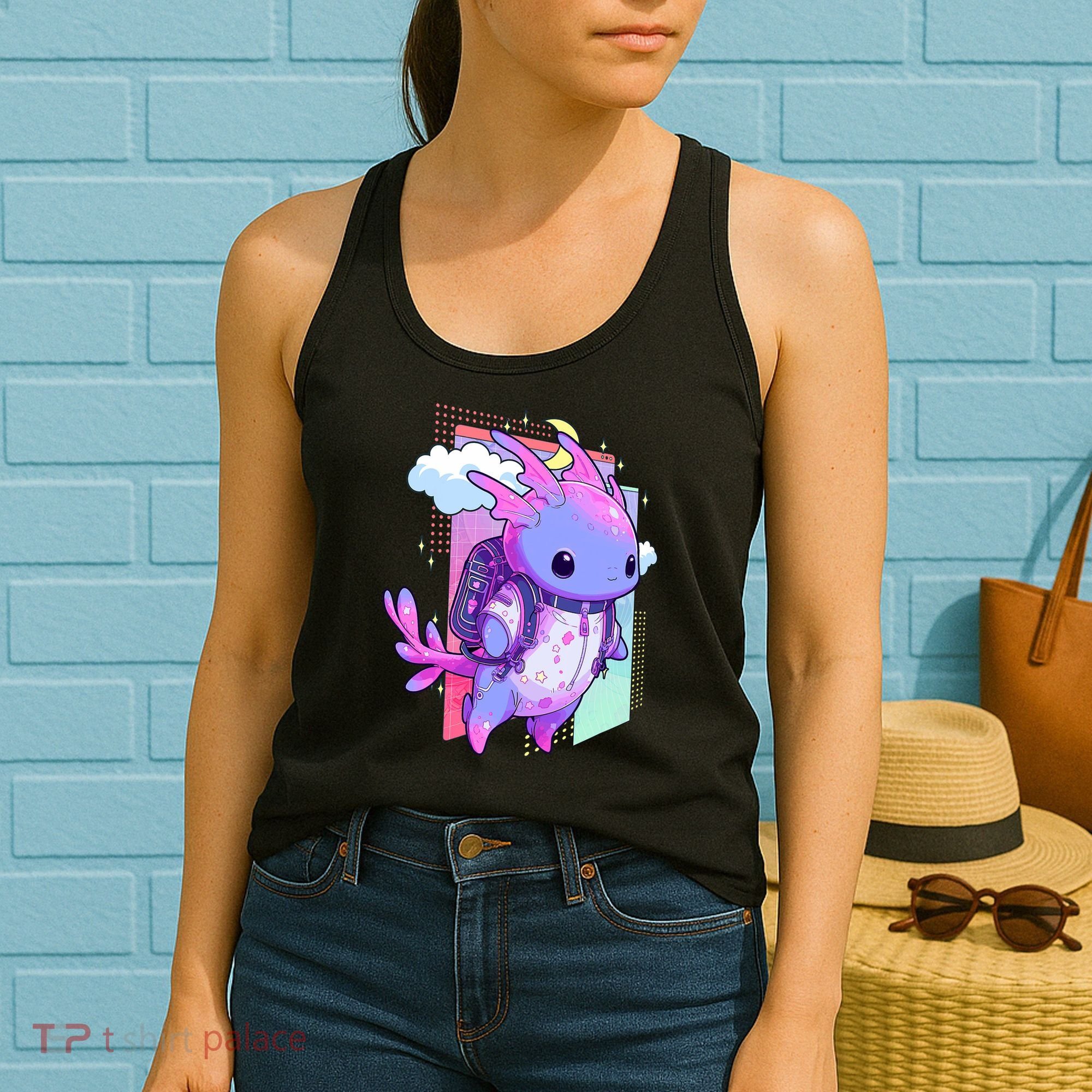 Cute Pastel Goth Space Galaxy Axolotl Nu Goth Aesthetic Women's Tank Top