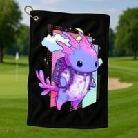 Cute Pastel Goth Space Galaxy Axolotl Nu Goth Aesthetic Golf Towel thumb 1