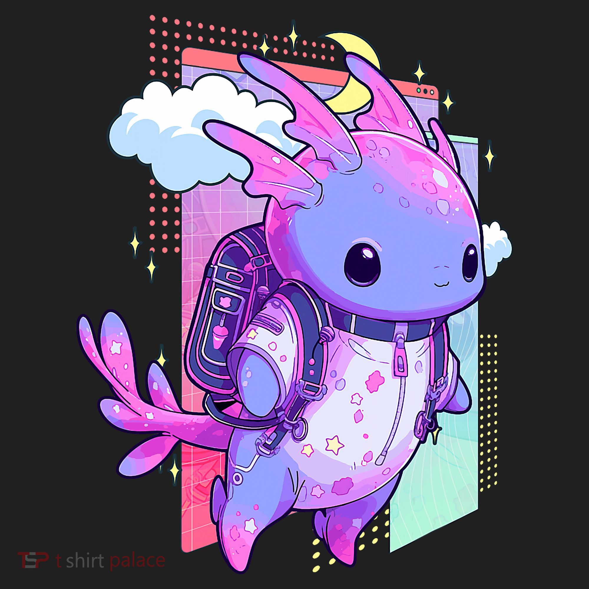 Cute Pastel Goth Space Galaxy Axolotl Nu Goth Aesthetic Golf Towel