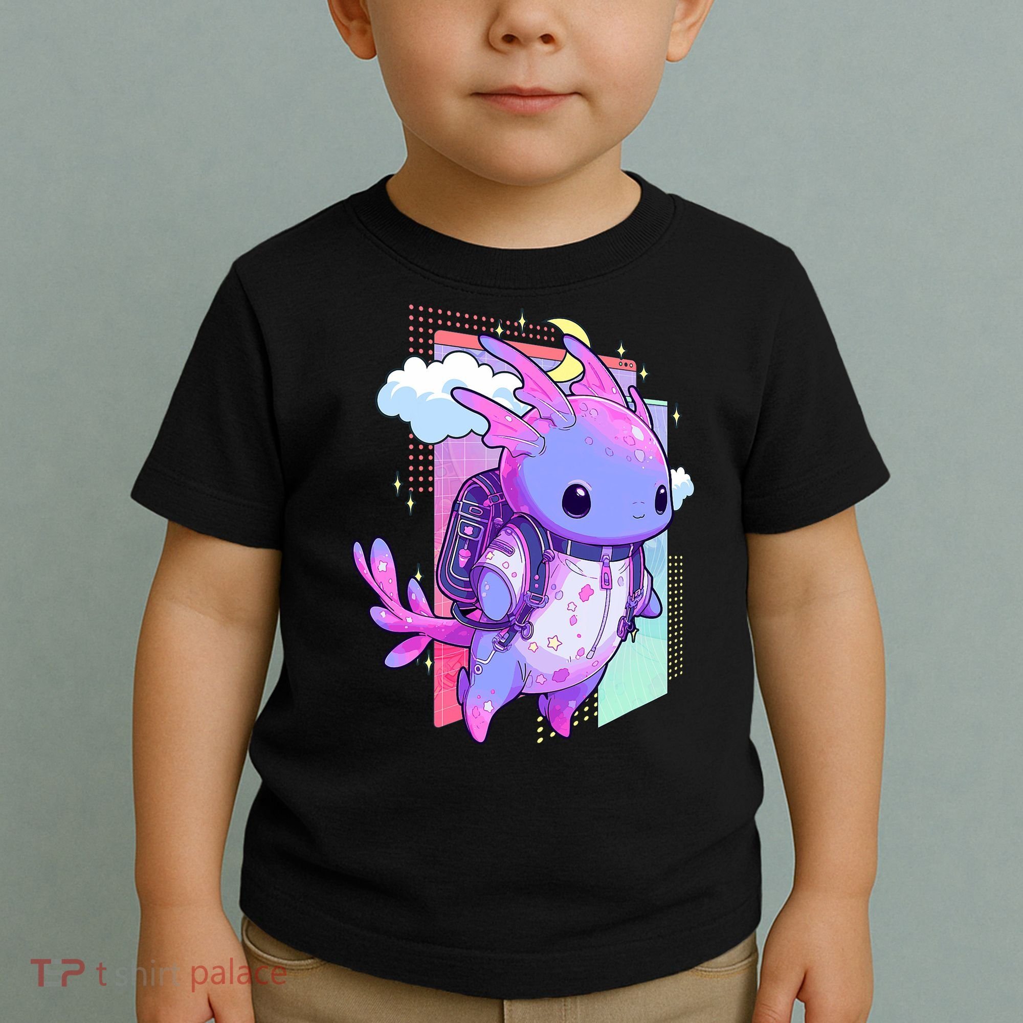 Cute Pastel Goth Space Galaxy Axolotl Nu Goth Aesthetic Toddler T-Shirt