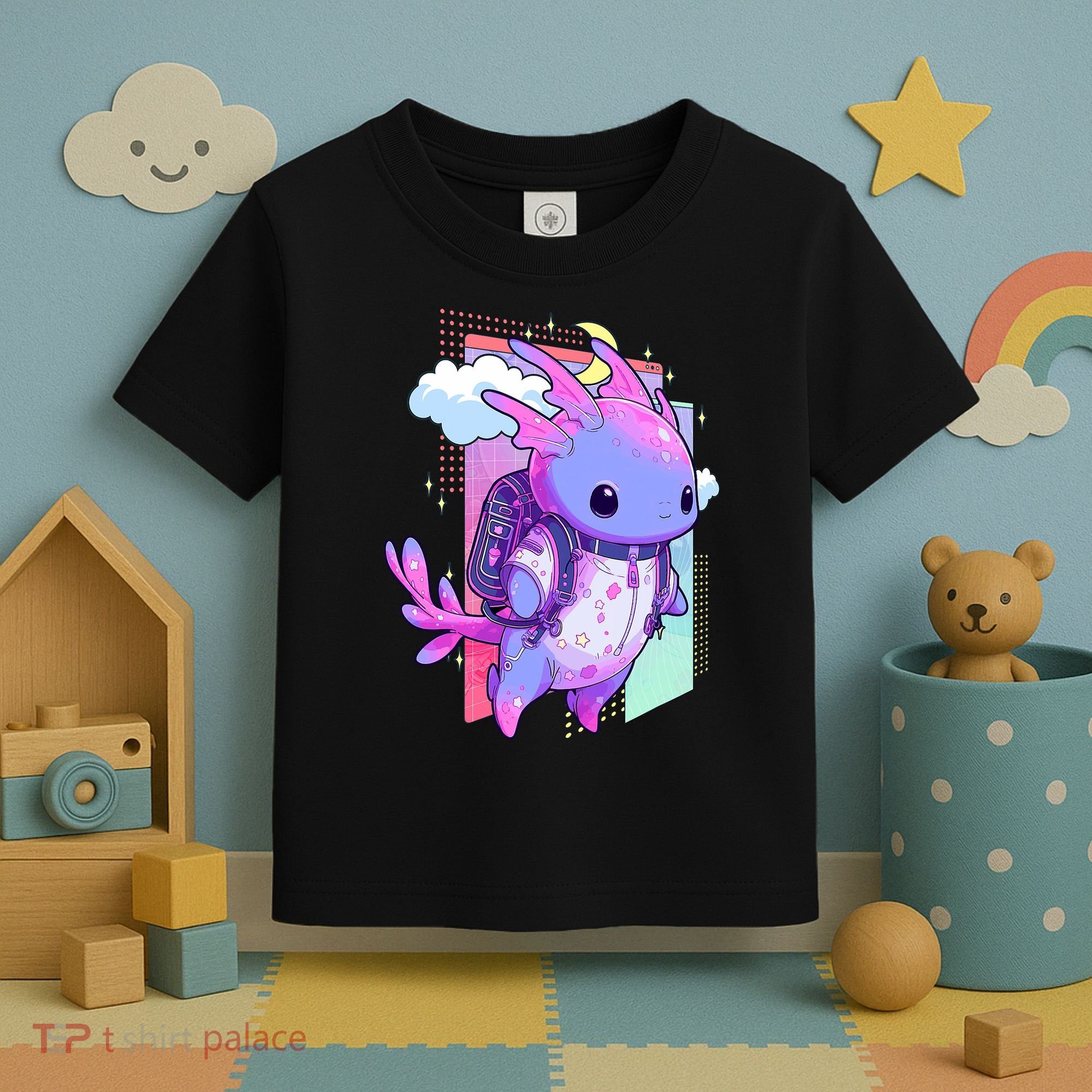 Cute Pastel Goth Space Galaxy Axolotl Nu Goth Aesthetic Toddler T-Shirt