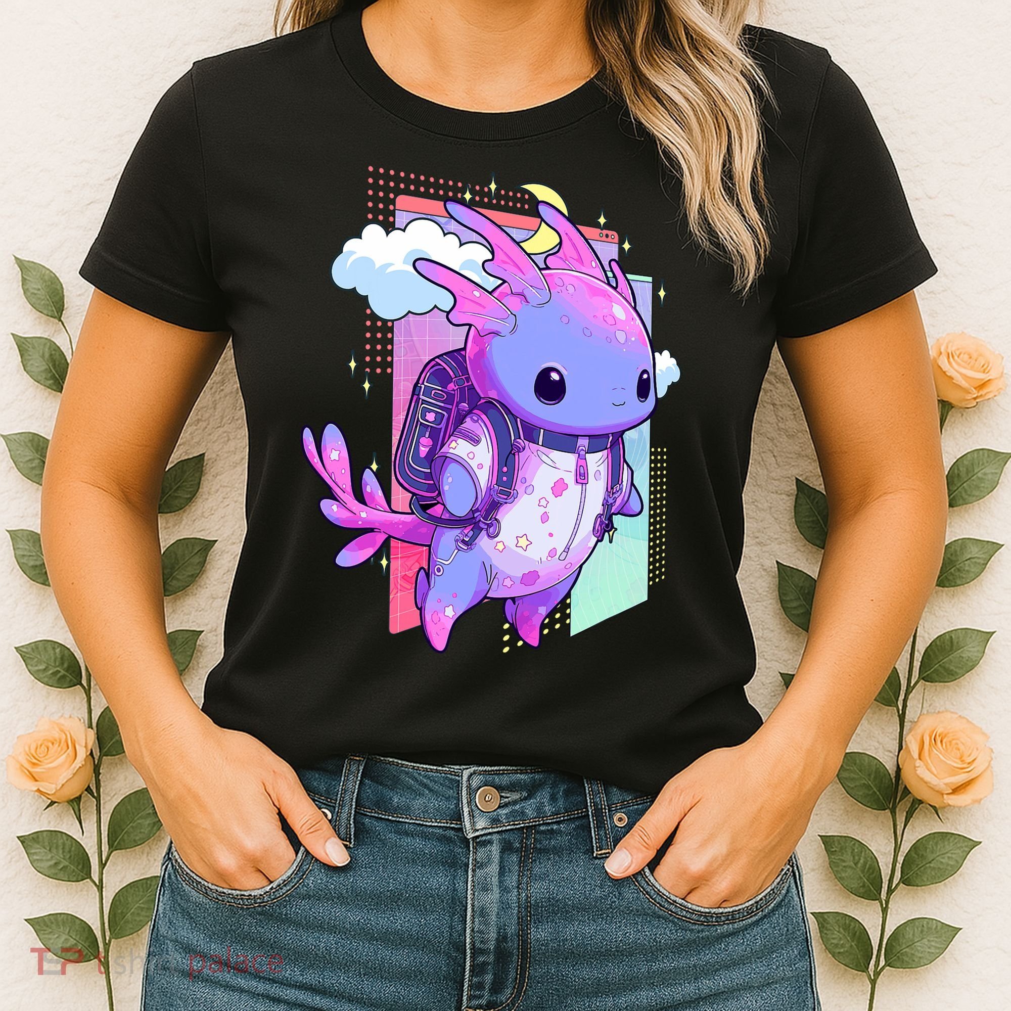 Cute Pastel Goth Space Galaxy Axolotl Nu Goth Aesthetic Women's T-Shirt