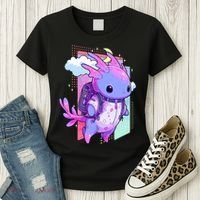 Cute Pastel Goth Space Galaxy Axolotl Nu Goth Aesthetic Women's T-Shirt thumb 3