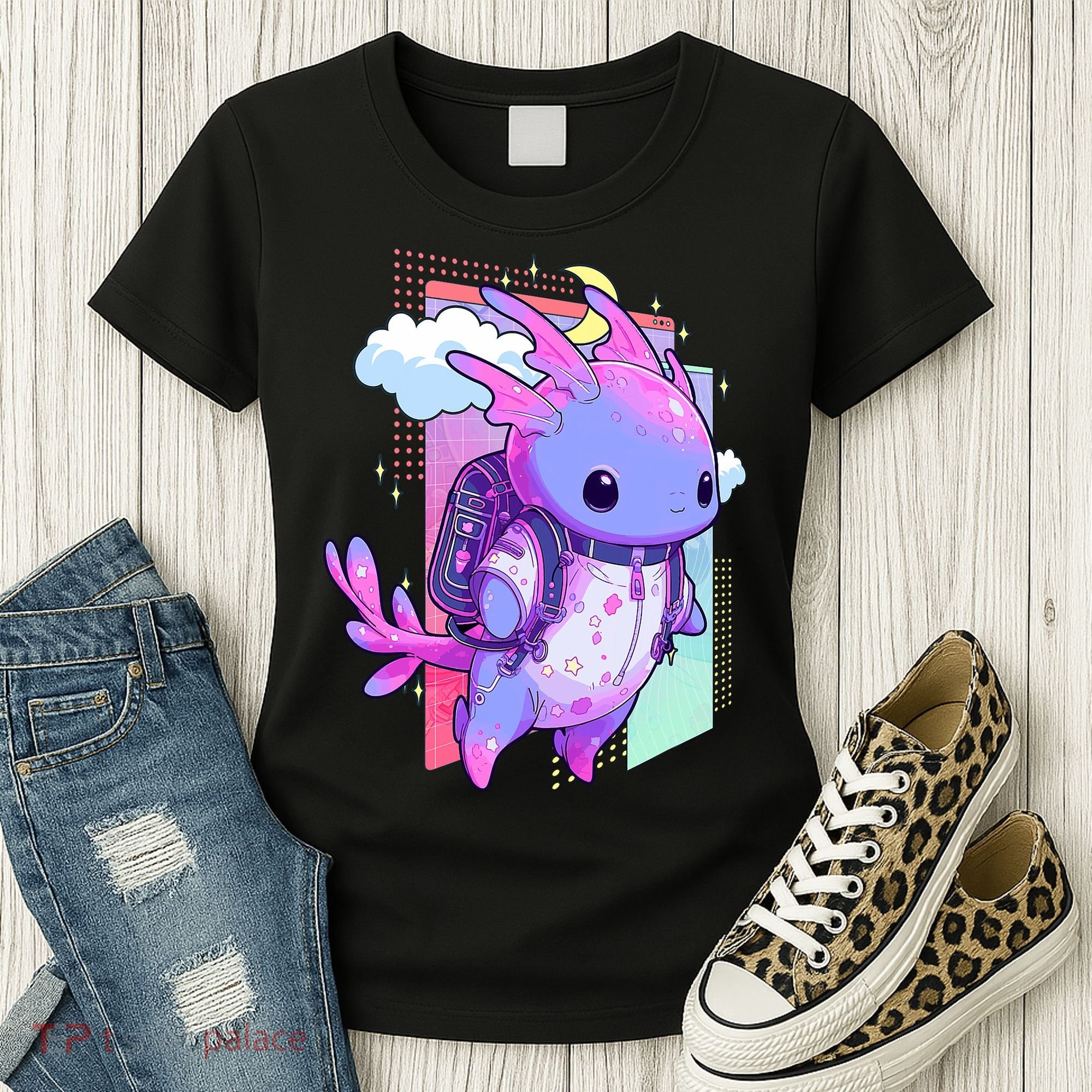 Cute Pastel Goth Space Galaxy Axolotl Nu Goth Aesthetic Women's T-Shirt