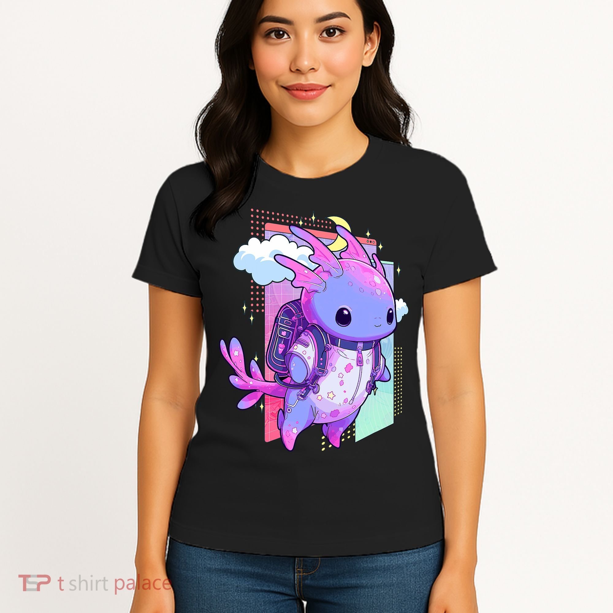Cute Pastel Goth Space Galaxy Axolotl Nu Goth Aesthetic Women's T-Shirt