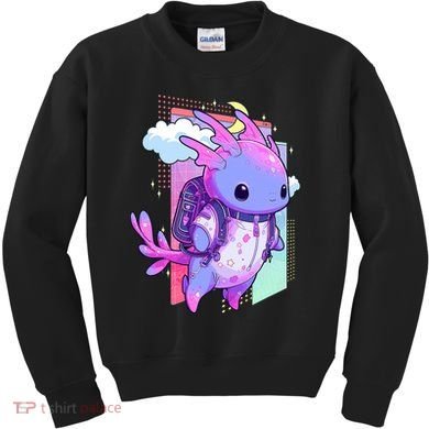 Cute Pastel Goth Space Galaxy Axolotl Nu Goth Aesthetic Kids Sweatshirt