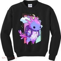 Cute Pastel Goth Space Galaxy Axolotl Nu Goth Aesthetic Kids Sweatshirt thumb 0