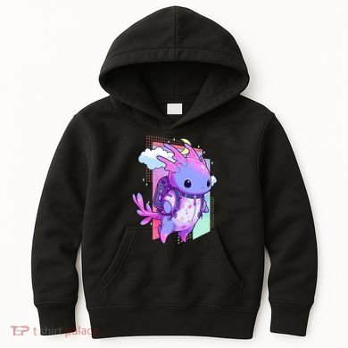 Cute Pastel Goth Space Galaxy Axolotl Nu Goth Aesthetic Kids Hoodie