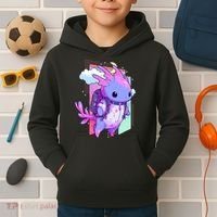 Cute Pastel Goth Space Galaxy Axolotl Nu Goth Aesthetic Kids Hoodie thumb 2