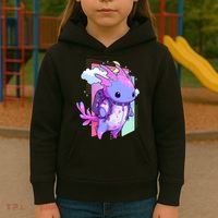 Cute Pastel Goth Space Galaxy Axolotl Nu Goth Aesthetic Kids Hoodie thumb 3