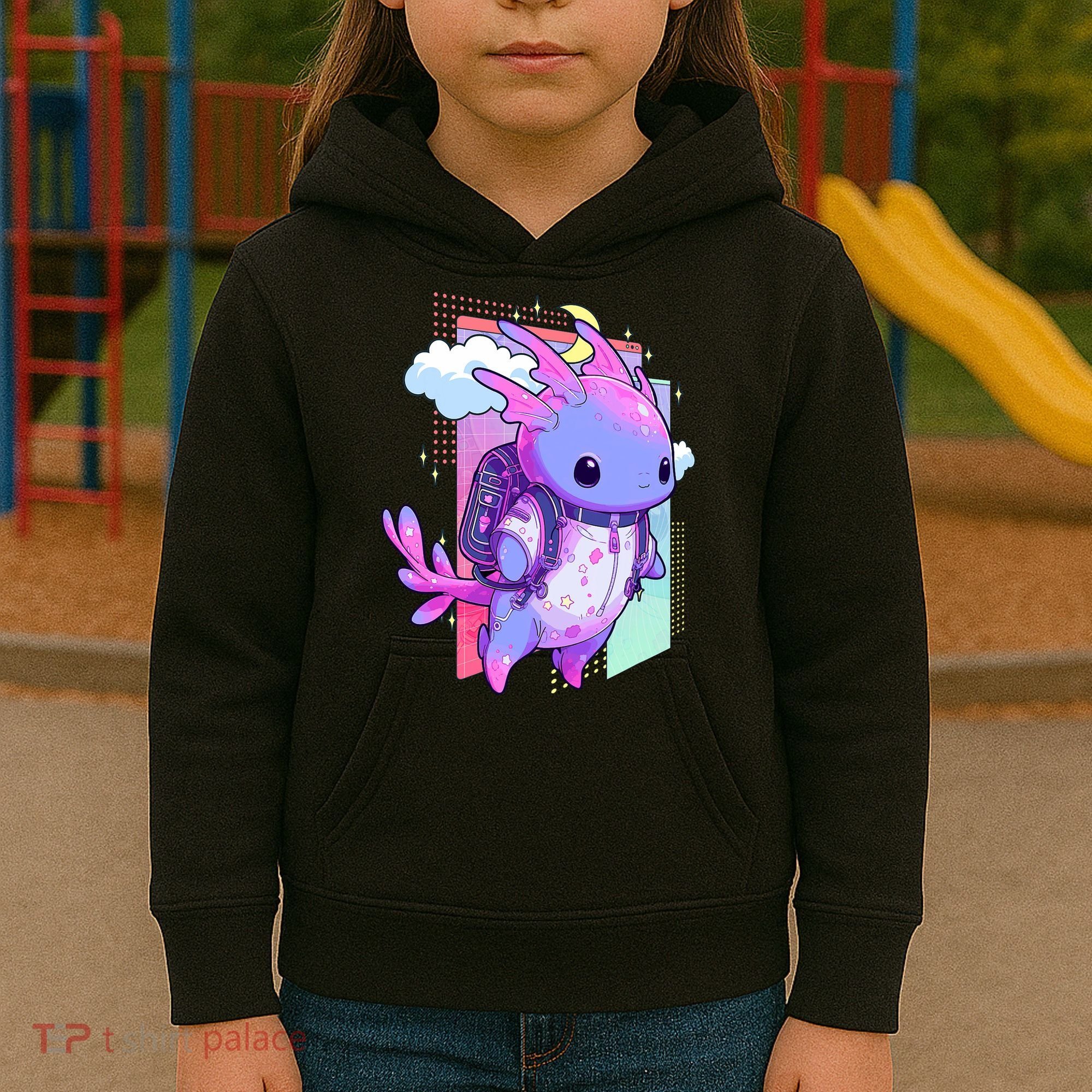 Cute Pastel Goth Space Galaxy Axolotl Nu Goth Aesthetic Kids Hoodie