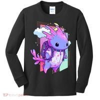 Cute Pastel Goth Space Galaxy Axolotl Nu Goth Aesthetic Kids Long Sleeve Shirt thumb 0