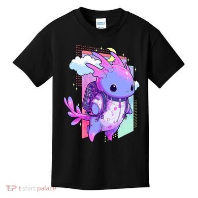 Cute Pastel Goth Space Galaxy Axolotl Nu Goth Aesthetic Kids T-Shirt