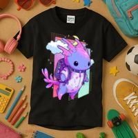 Cute Pastel Goth Space Galaxy Axolotl Nu Goth Aesthetic Kids T-Shirt thumb 3