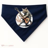 Cat Playing Guitar Rock Cat Heavy Metal Cat Music Cat USA-Made Doggie Bandana thumb 0