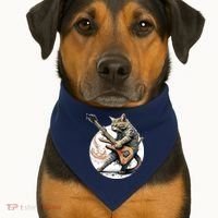 Cat Playing Guitar Rock Cat Heavy Metal Cat Music Cat USA-Made Doggie Bandana thumb 1