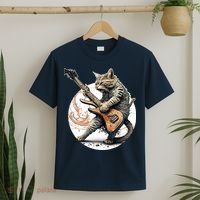 Cat Playing Guitar Rock Cat Heavy Metal Cat Music Cat T-Shirt thumb 2