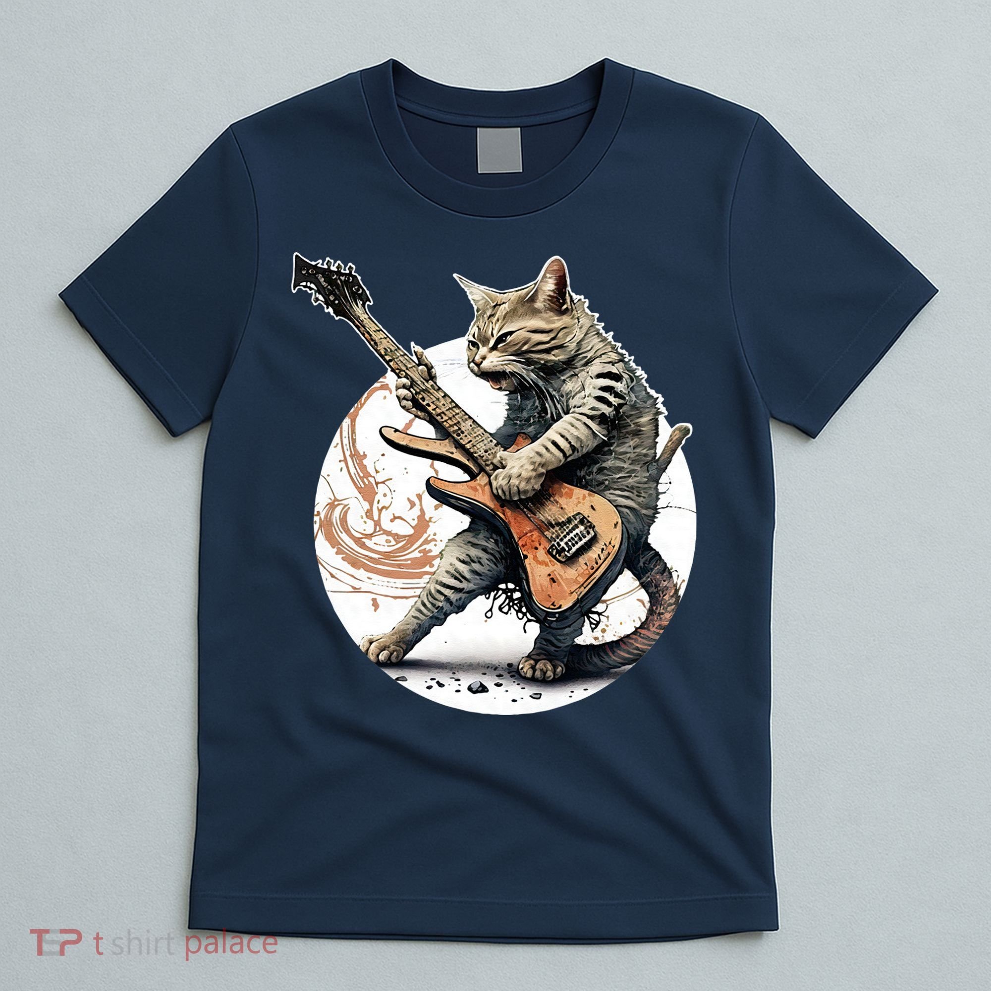 Cat Playing Guitar Rock Cat Heavy Metal Cat Music Cat T-Shirt