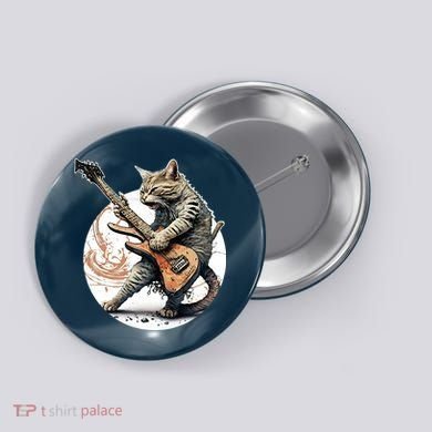 Cat Playing Guitar Rock Cat Heavy Metal Cat Music Cat Button